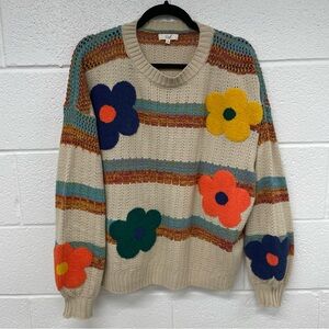 Easel Multicolor Floral Knit Sweater